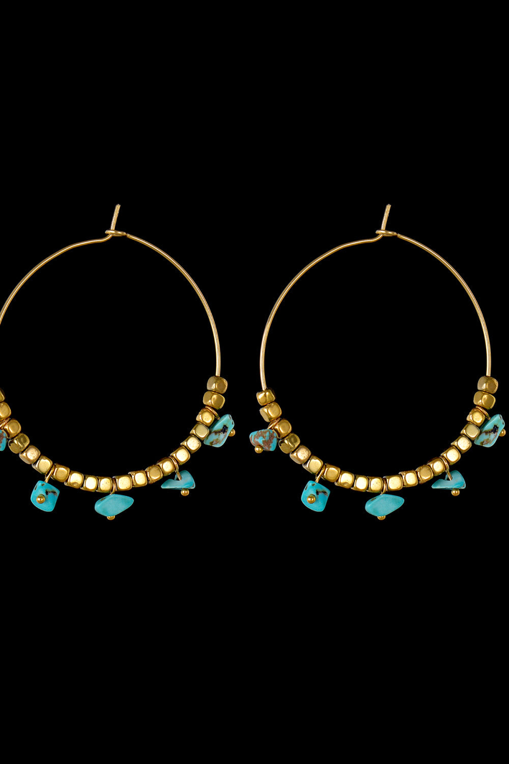 Turquoise Stainless Steel Hoop Earrings - Tropical Seas Clothing 