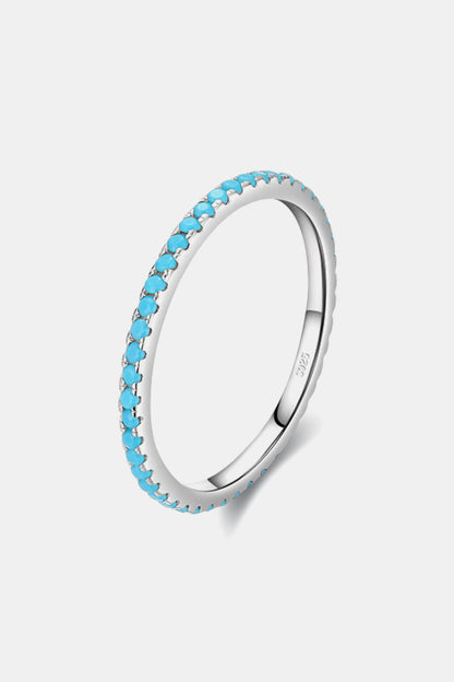 925 Sterling Silver Artificial Turquoise Ring - Tropical Seas Clothing 