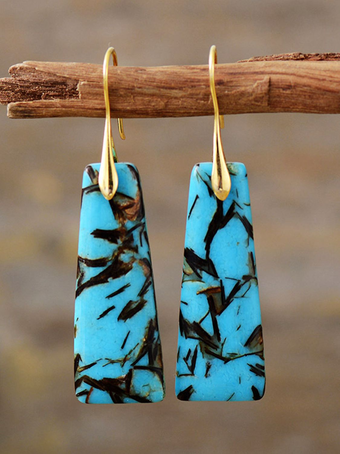 Geometrical Shape Imperial Jasper Dangle Earrings - Tropical Seas Clothing 