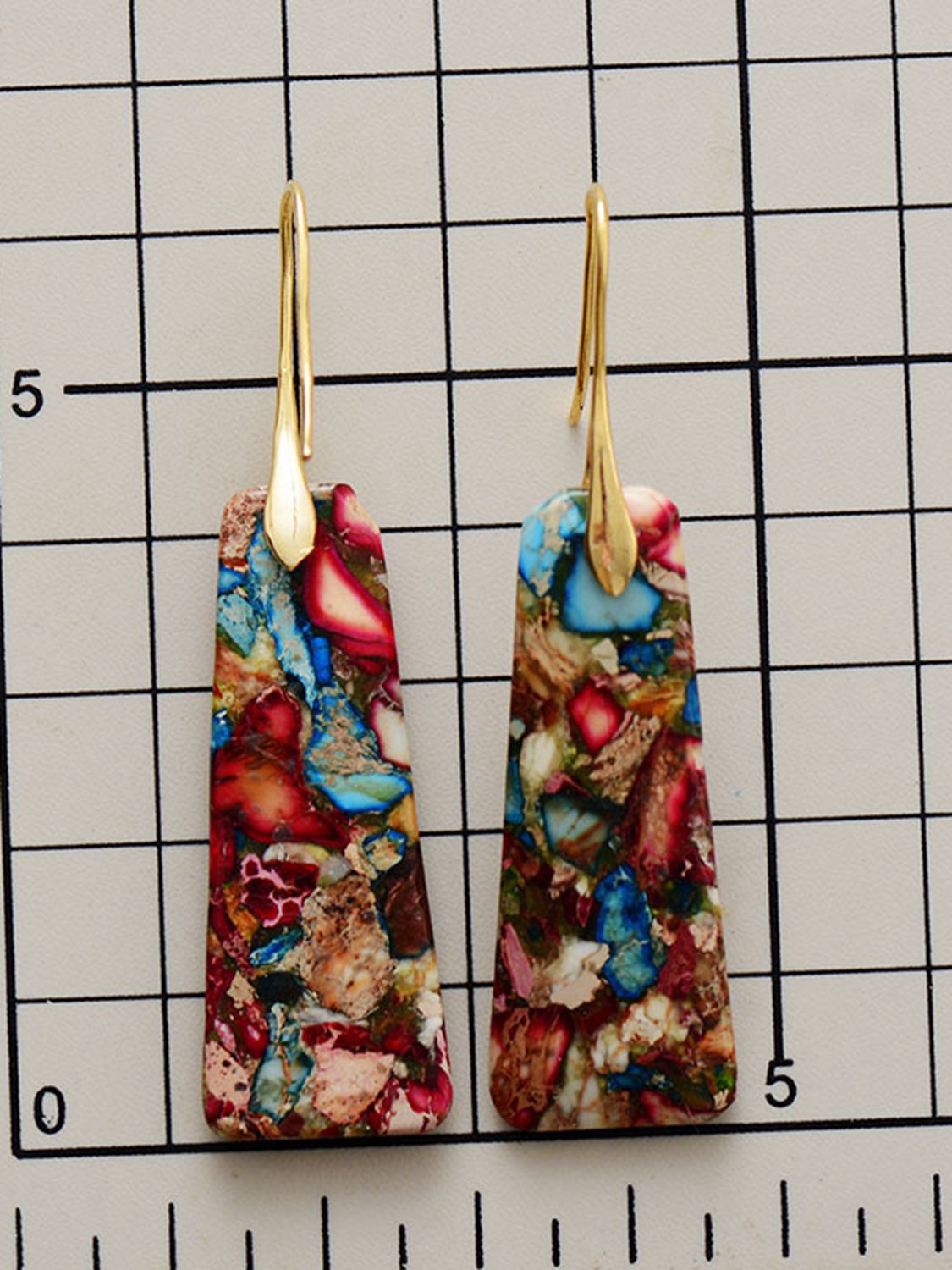 Geometrical Shape Imperial Jasper Dangle Earrings - Tropical Seas Clothing 