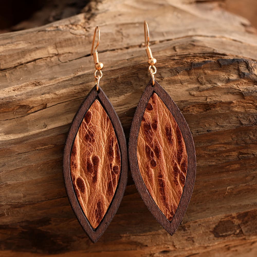 Geometrical Shape Wooden Dangle Earrings - Tropical Seas Clothing 