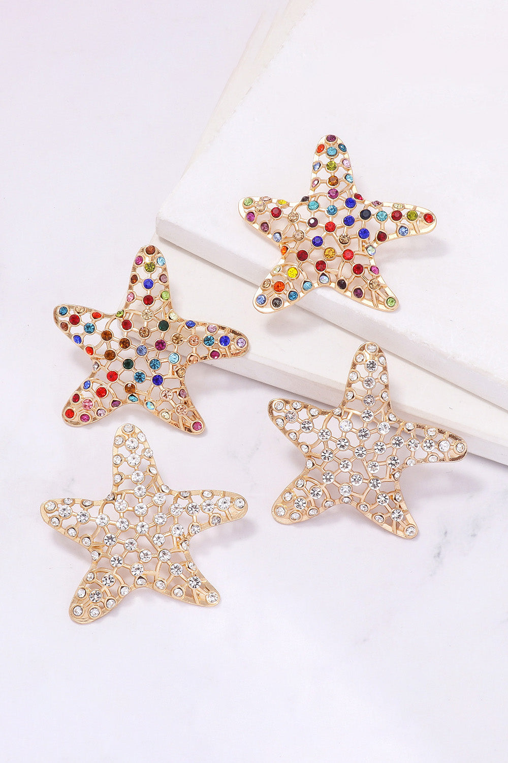 Starfish Zinc Alloy Glass Stone Dangle Earrings - Tropical Seas Clothing 