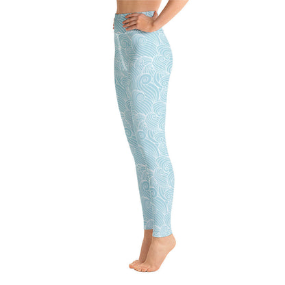 Women's Blue Ocean Swirl Yoga Leggings - Tropical Seas Clothing 