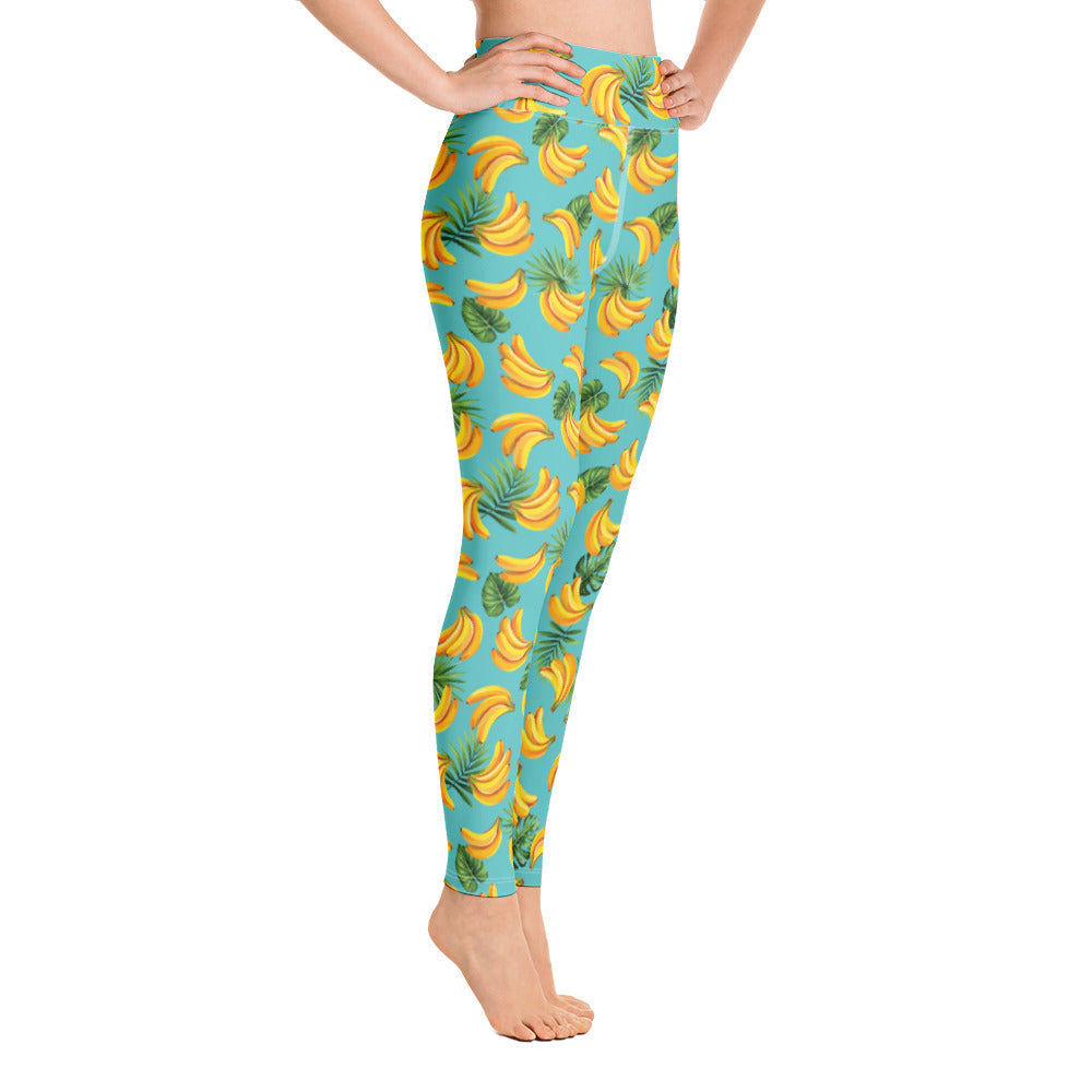 Women's Tropical Banana Mania Yoga Leggings - Tropical Seas Clothing 