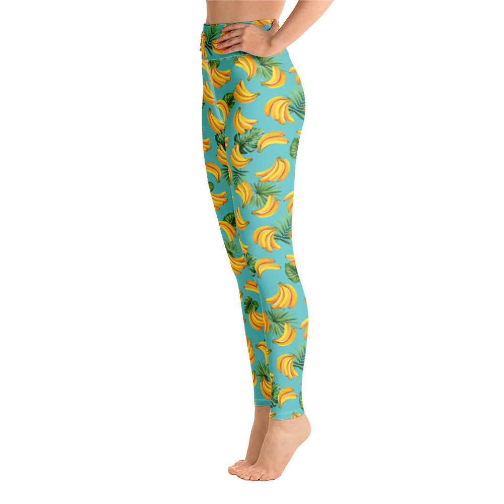 Women's Tropical Banana Mania Yoga Leggings - Tropical Seas Clothing 