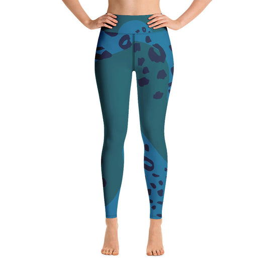 Women's Tropical Leopard Shark Yoga Leggings - Tropical Seas Clothing 