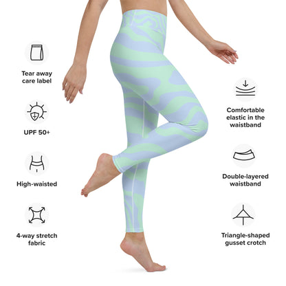 Women's Tropical Print Retro Kelp Yoga Leggings - Tropical Seas Clothing 
