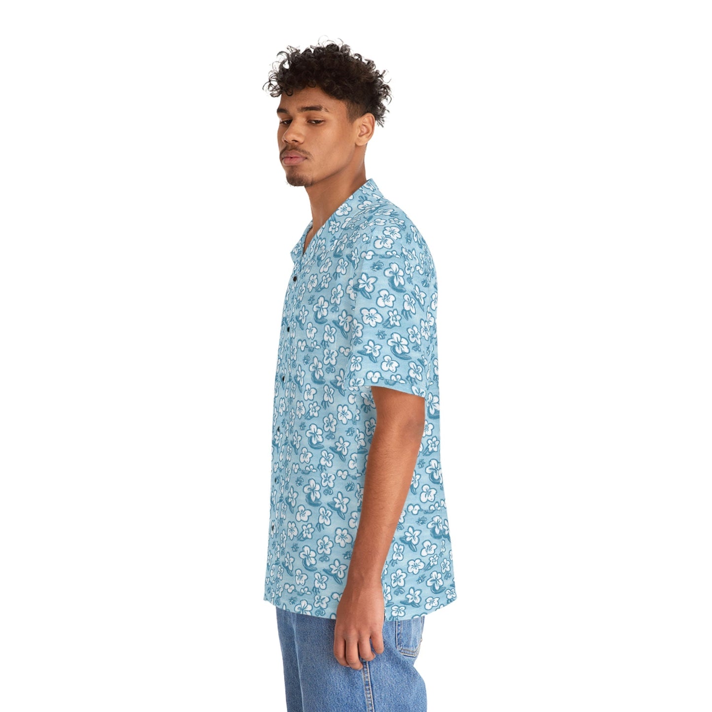 Men's Azul Tropical Flower Hawaiian Shirt - Tropical Seas Clothing 