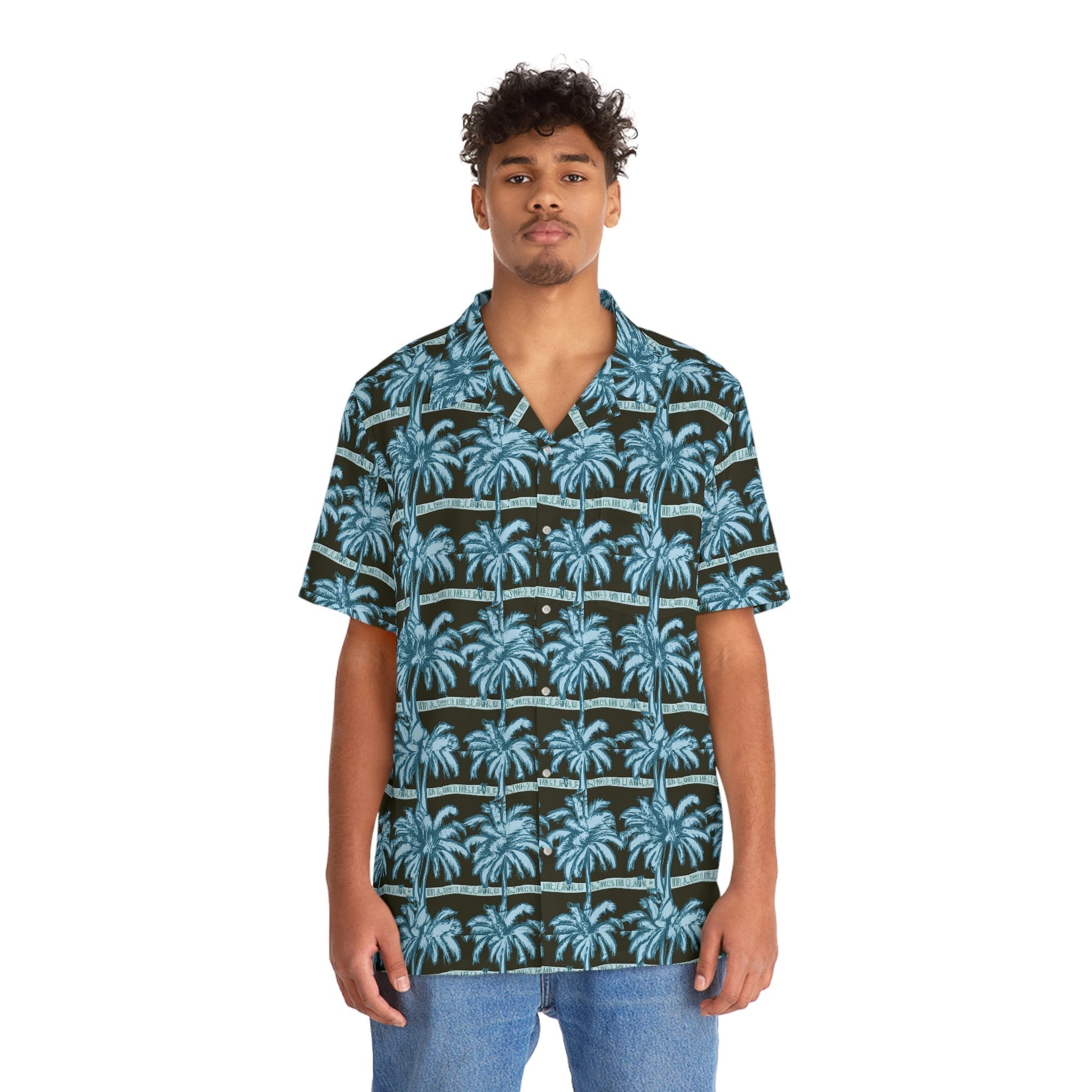 Men's Blue Palms Hawaiian Shirt - Tropical Seas Clothing 