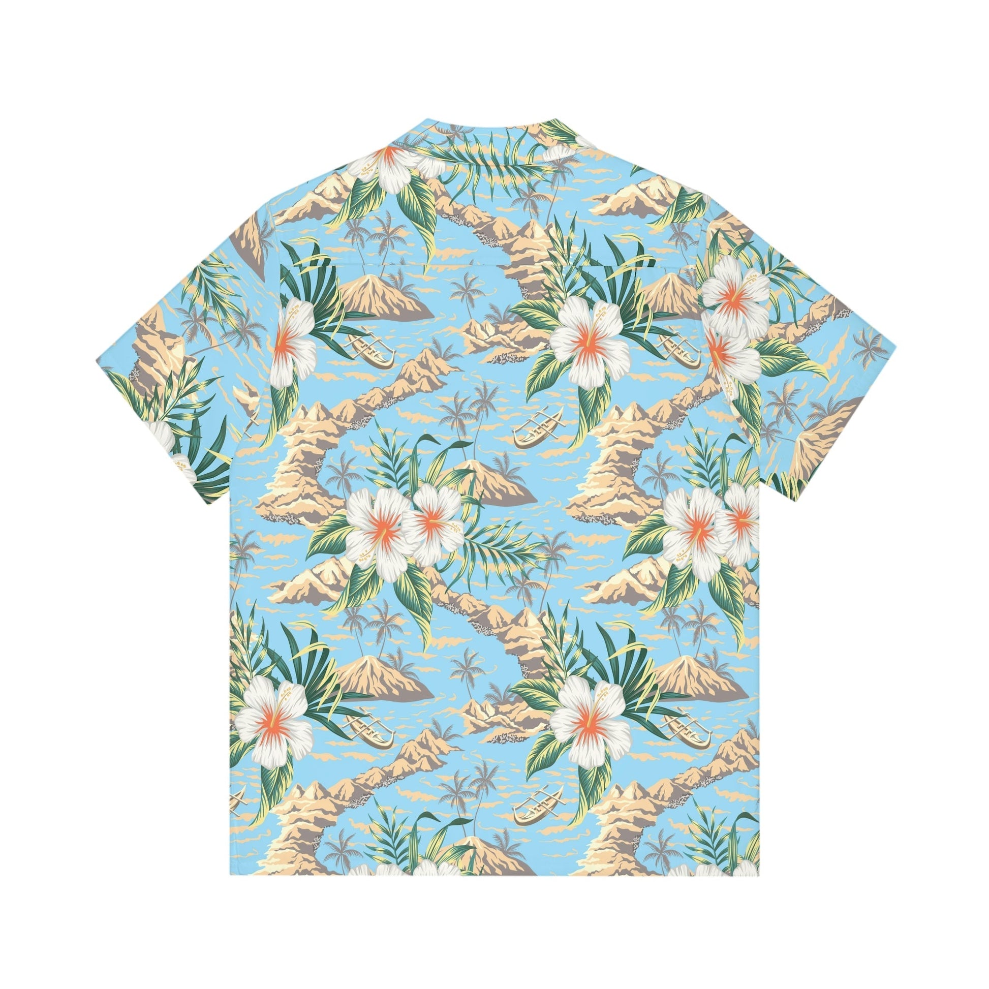 Men's Tropical Island Print Hawaiian Shirt - Tropical Seas Clothing 