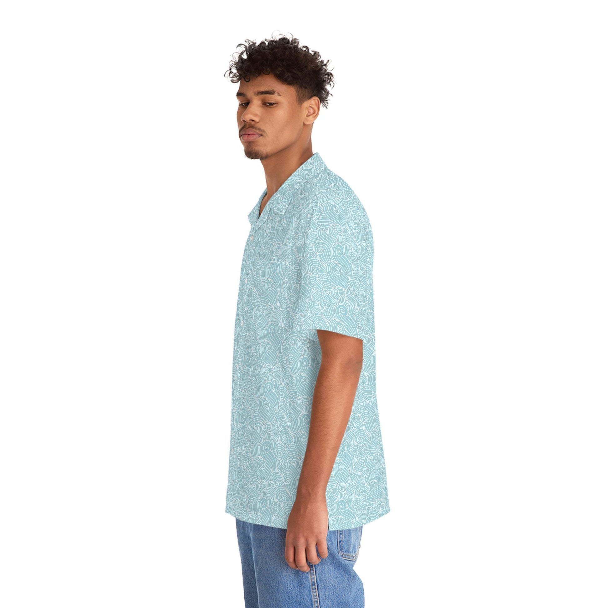 Men's Tropical Ocean Print Hawaiian Shirt - Tropical Seas Clothing 