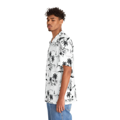 Men's Tropical Vintage Print Hawaiian Shirt - Tropical Seas Clothing 