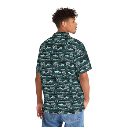 Men's Vintage Chalk Shark Hawaiian Shirt - Tropical Seas Clothing 