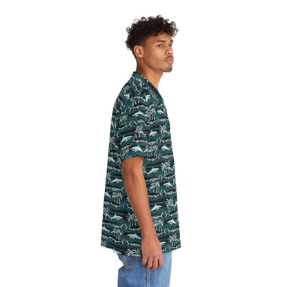 Men's Vintage Chalk Shark Hawaiian Shirt - Tropical Seas Clothing 