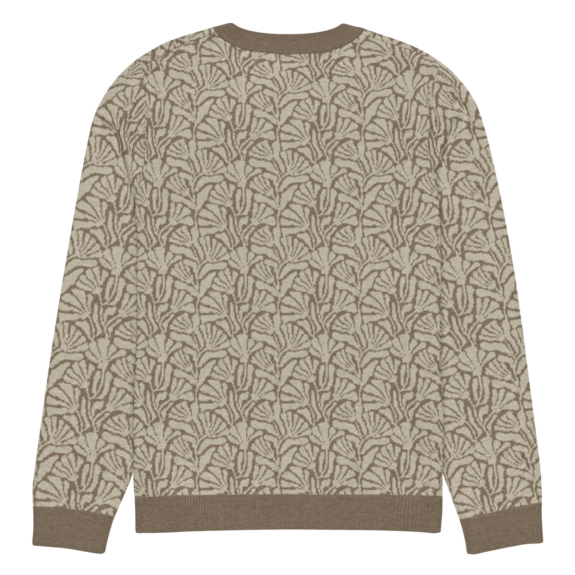 Tropical Seas Clothing Palm Shore Knit Crew men’s tropical autumn sweater, back view, size 2XS, beige knit