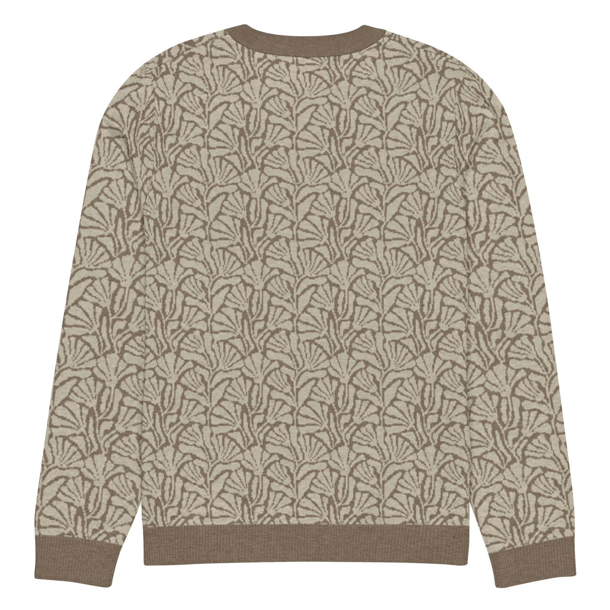 Tropical Seas Clothing Palm Shore Knit Crew men’s tropical autumn sweater, back view, size XS, beige knit