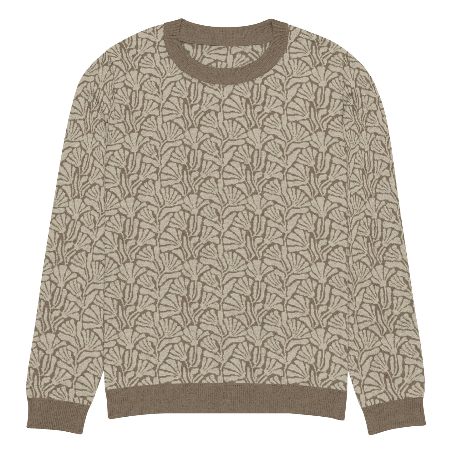 Tropical Seas Clothing Palm Shore Knit Crew men’s tropical autumn sweater, front view, size M, beige knit