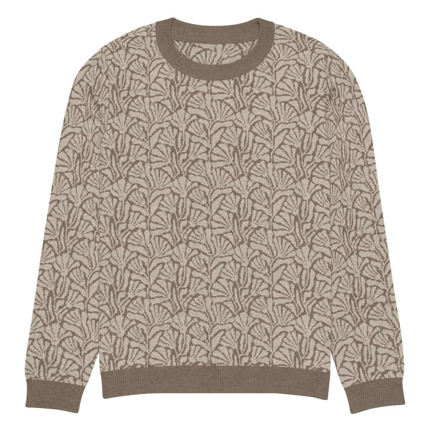 Tropical Seas Clothing Palm Shore Knit Crew men’s tropical autumn sweater, front view, size XS, beige knit