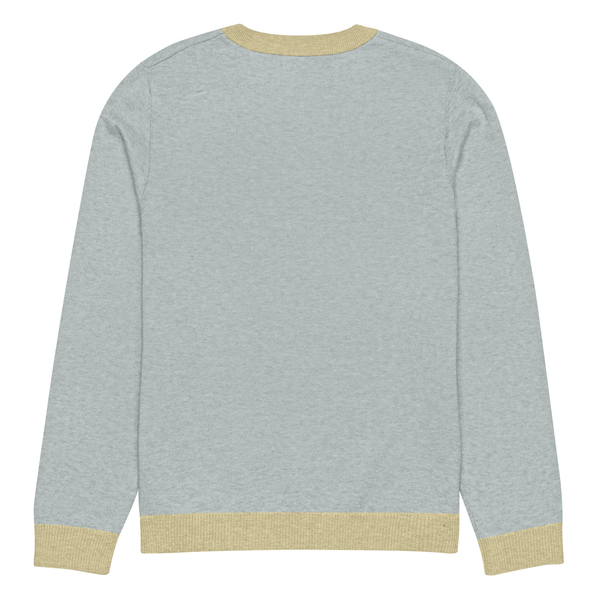 Tropical Seas Clothing Sea Mist Knit Crew men’s ocean-inspired autumn sweater, back view, size 3XS, light blue color with yellow accents