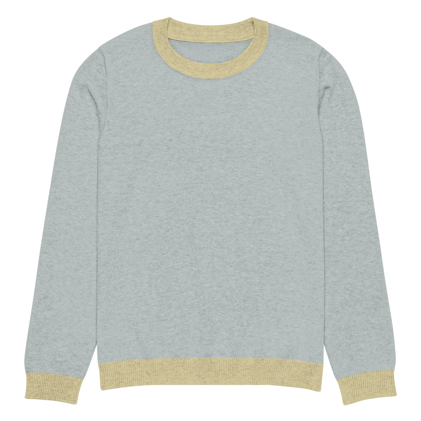 Tropical Seas Clothing Sea Mist Knit Crew men’s ocean-inspired autumn sweater, front view, size 3XS, light blue color with yellow accents