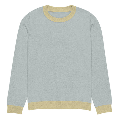 Tropical Seas Clothing Sea Mist Knit Crew men’s ocean-inspired autumn sweater, front view, size 3XS, light blue color with yellow accents