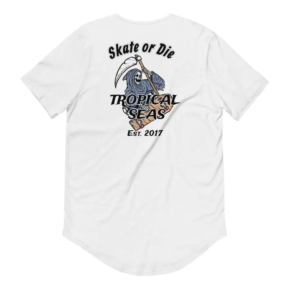 Skate or Die Curved Hem T-Shirt - Tropical Seas Clothing 