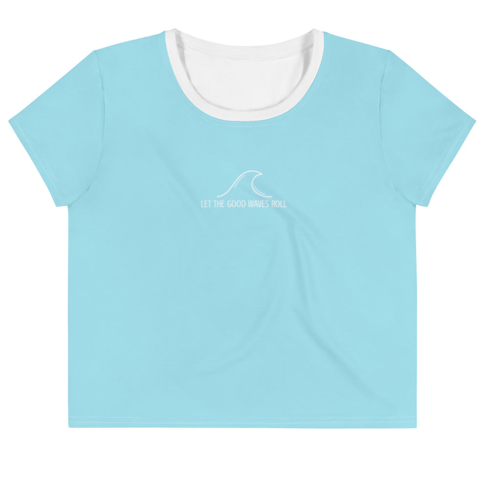 Women's Tropical Simple Wave Crop T-shirt - Tropical Seas Clothing 