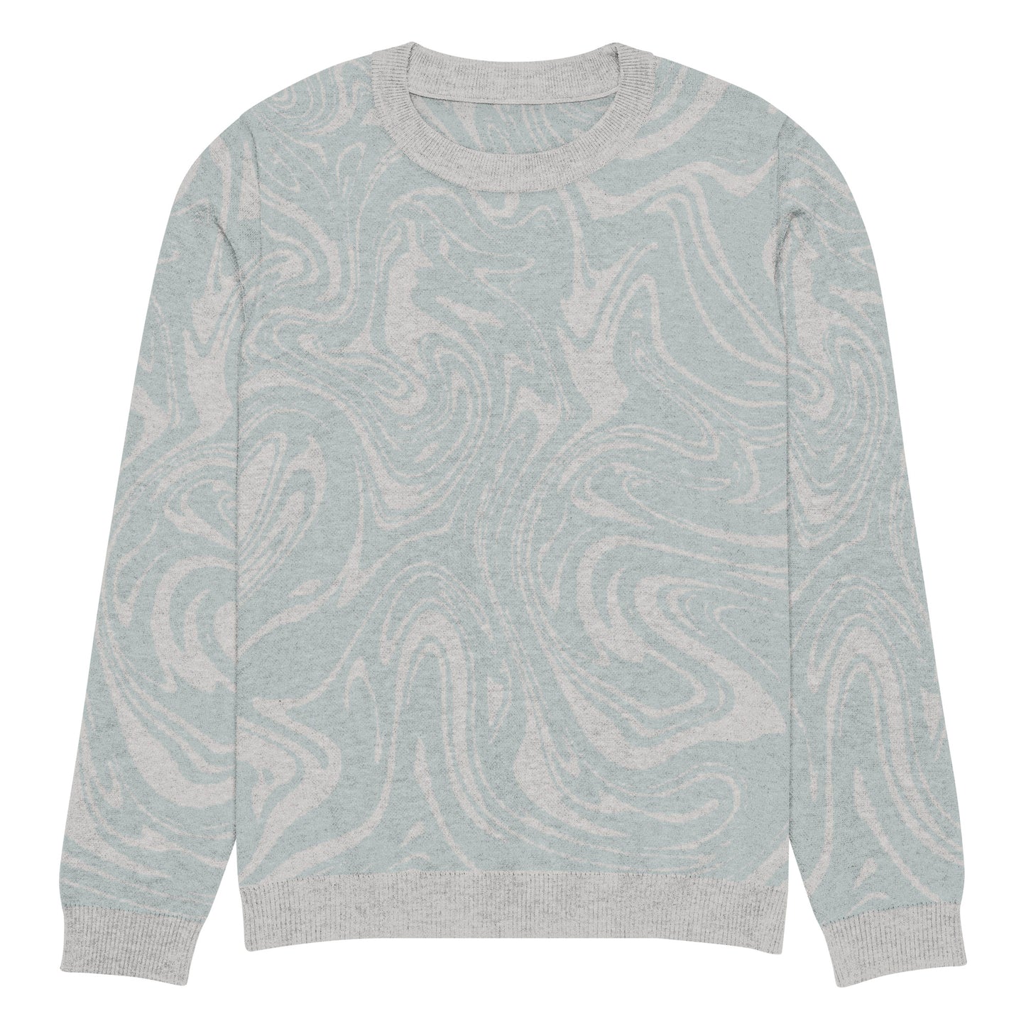 Tropical Seas Clothing Tidal Drift Knit Crew men’s coastal-inspired autumn sweater, front view, size 3XL, soft blue and grey