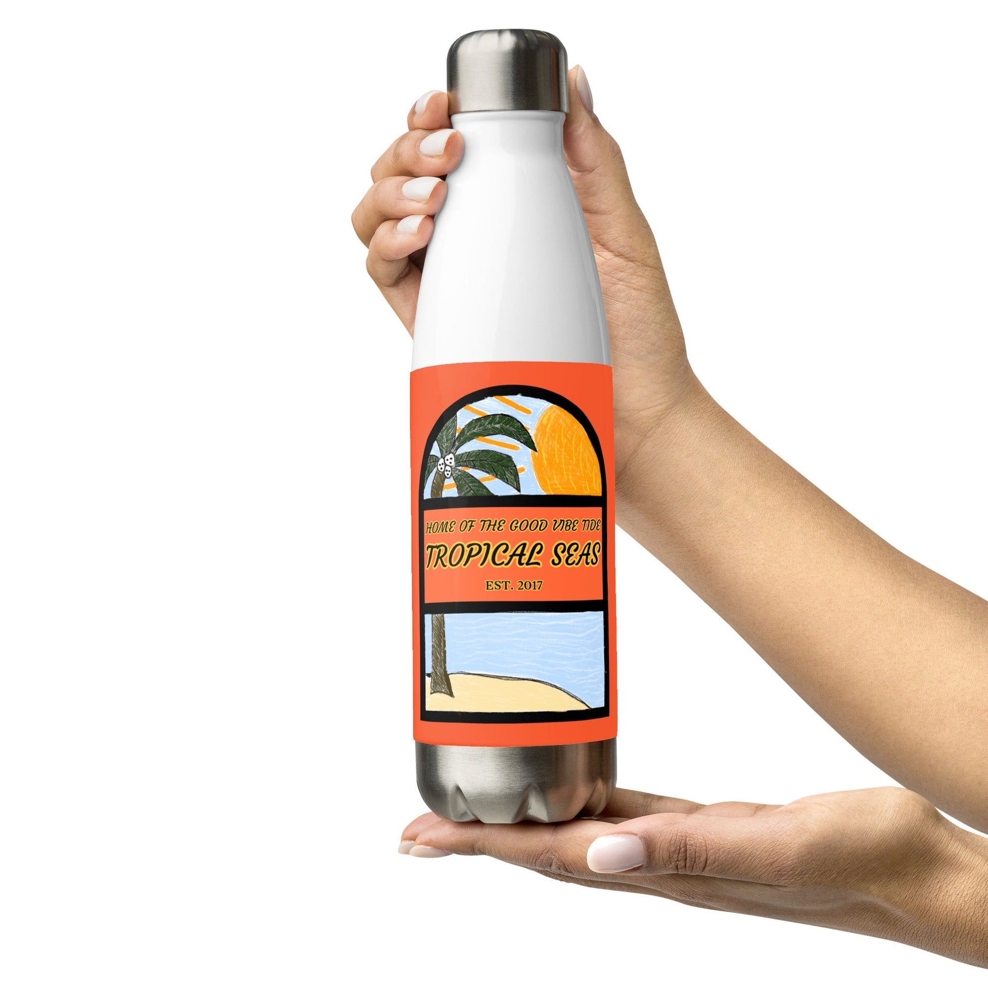 Lazy Afternoon Sketch Stainless Steel Water Bottle - Tropical Seas Clothing 