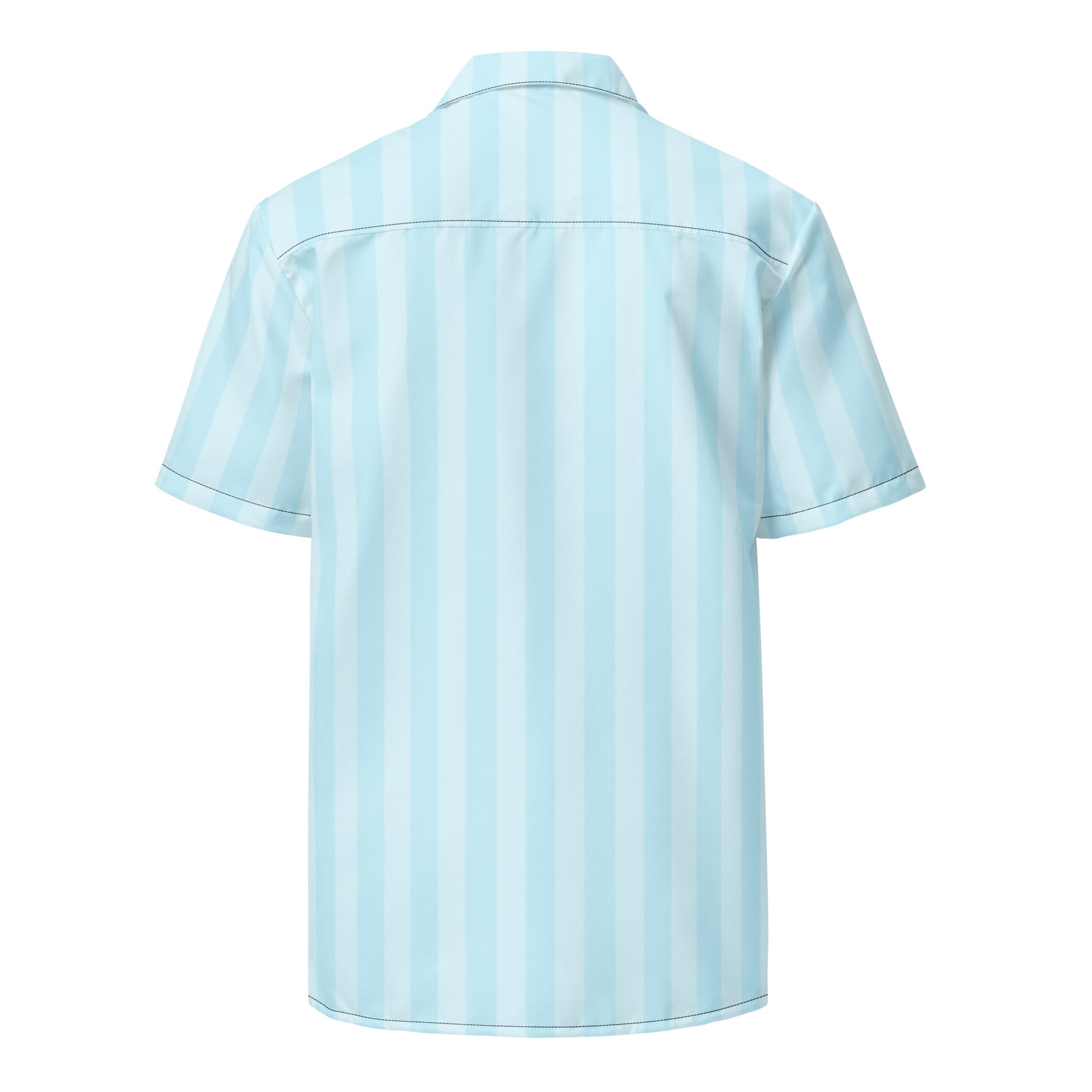 Back view of Tropical Seas Clothing Bahama Breeze Hawaiian shirt, light blue, men’s beach wear – Relaxed fit for summer and vacation.