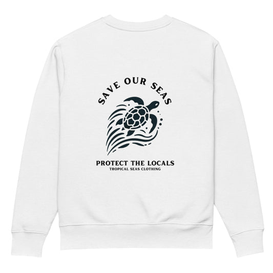 Save Our Seas Eco Sea Turtle Sweatshirt – 100% Organic Cotton Unisex Sweatshirt - Sustainable Clothing from Tropical Seas Clothing 