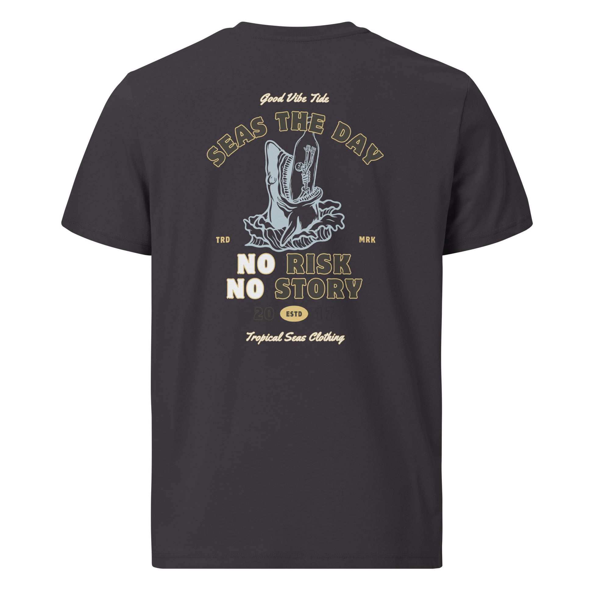 No Risk No Story Seas the Day - Shark Organic Cotton T-Shirt | Tropical Seas Clothing - Tropical Seas Clothing 