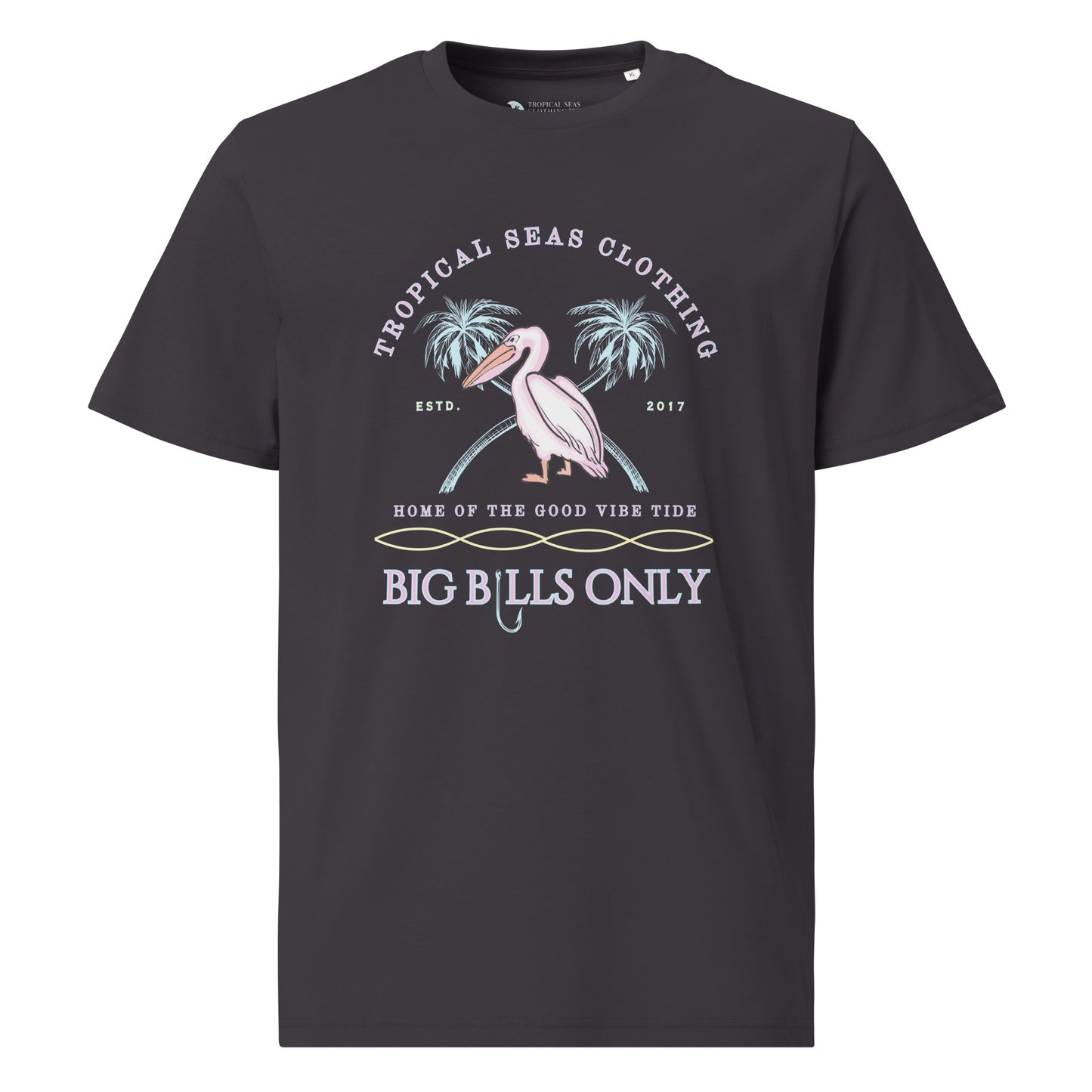 Premium Men's Tropical Pelican Organic Cotton T-Shirt – Sustainable Comfort with Coastal Style - Tropical Seas Clothing 