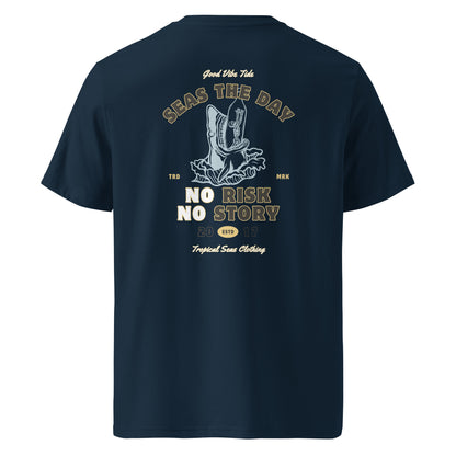 No Risk No Story Seas the Day - Shark Organic Cotton T-Shirt - Sustainable T-shirt from Tropical Seas Clothing 