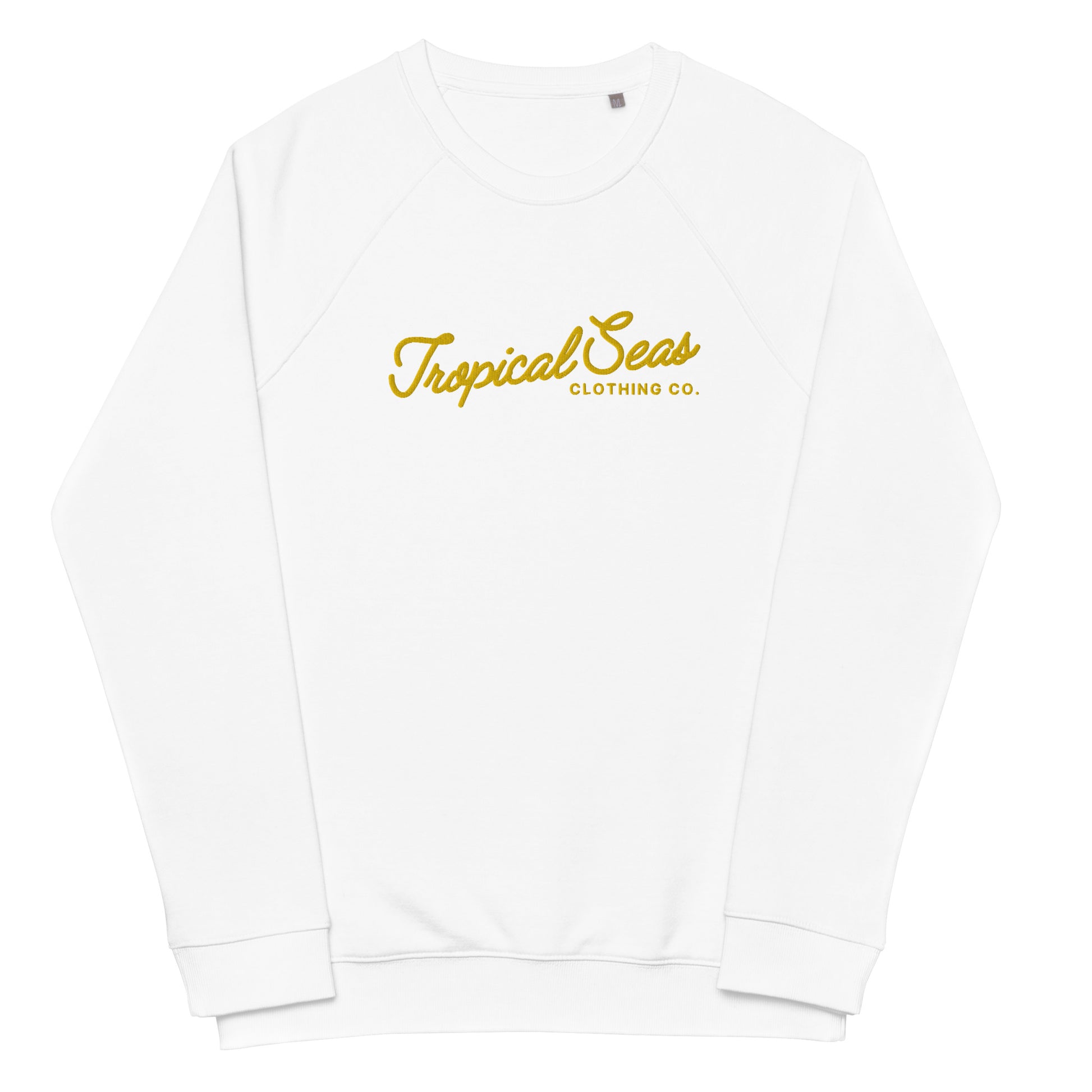 Embroidered Tropical Seas Organic Raglan Sweatshirt - Tropical Seas Clothing 