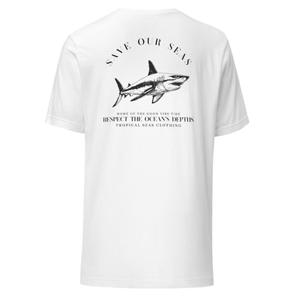 Respect the Depths Shark Silhouette Staple Eco T-shirt - Sustainable T-shirt from Tropical Seas Clothing 